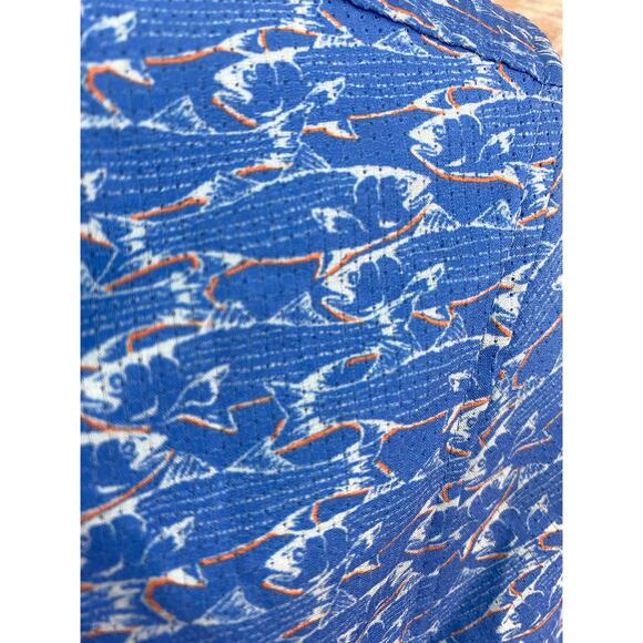 Vineyard Vines On-The-Go Performance Shirt – Blue Fish Print Button-Up Size XS - Picture 8 of 9